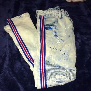 Smoke Rose Torn & Splattered Jeans